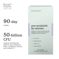 Pure Form® Pre+Probiotics for Women | 50 Billion CFU of Vaginal Lactobacilli Strains + Prebiotic Fiber Cranberry Extract Vitamin C | Regain and Maintain Womens Health | Immunity Against Infections | Promotes a Balanced Microbiota