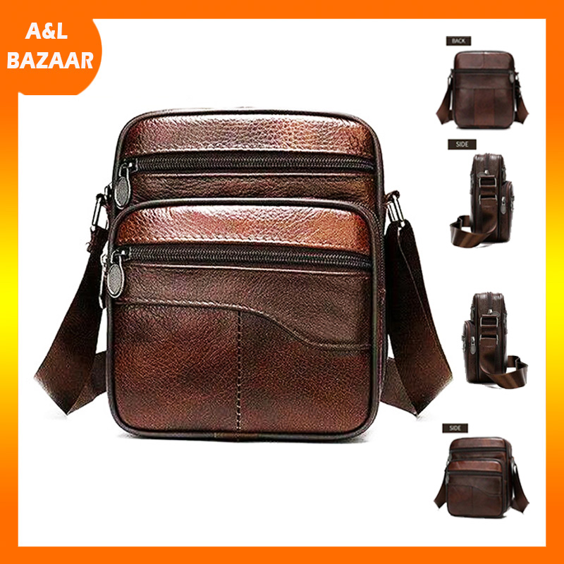 Stylish Leather Sling Bag for Men Women Large Capacity Shoulder