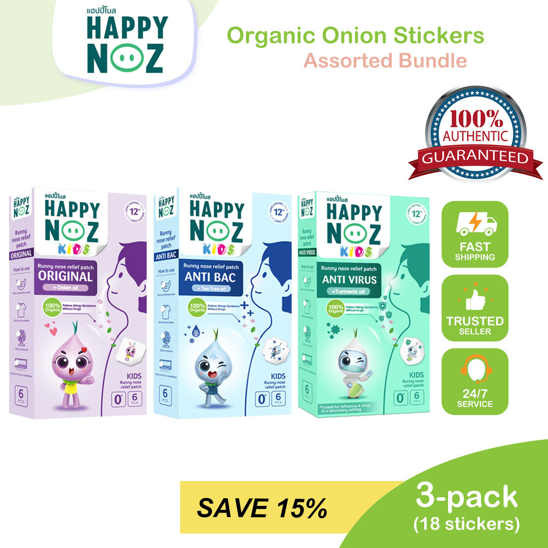 Happy Noz Bundle - 100% Organic Onion Sticker for Babies Original Anti-Bac Virus