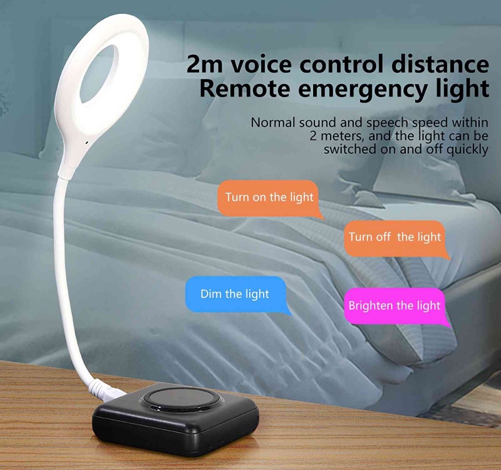CSK*Mini Led Desk Lamp 3 Modes Portable Usb Intelligent Voice Control Eye Protective Night Light