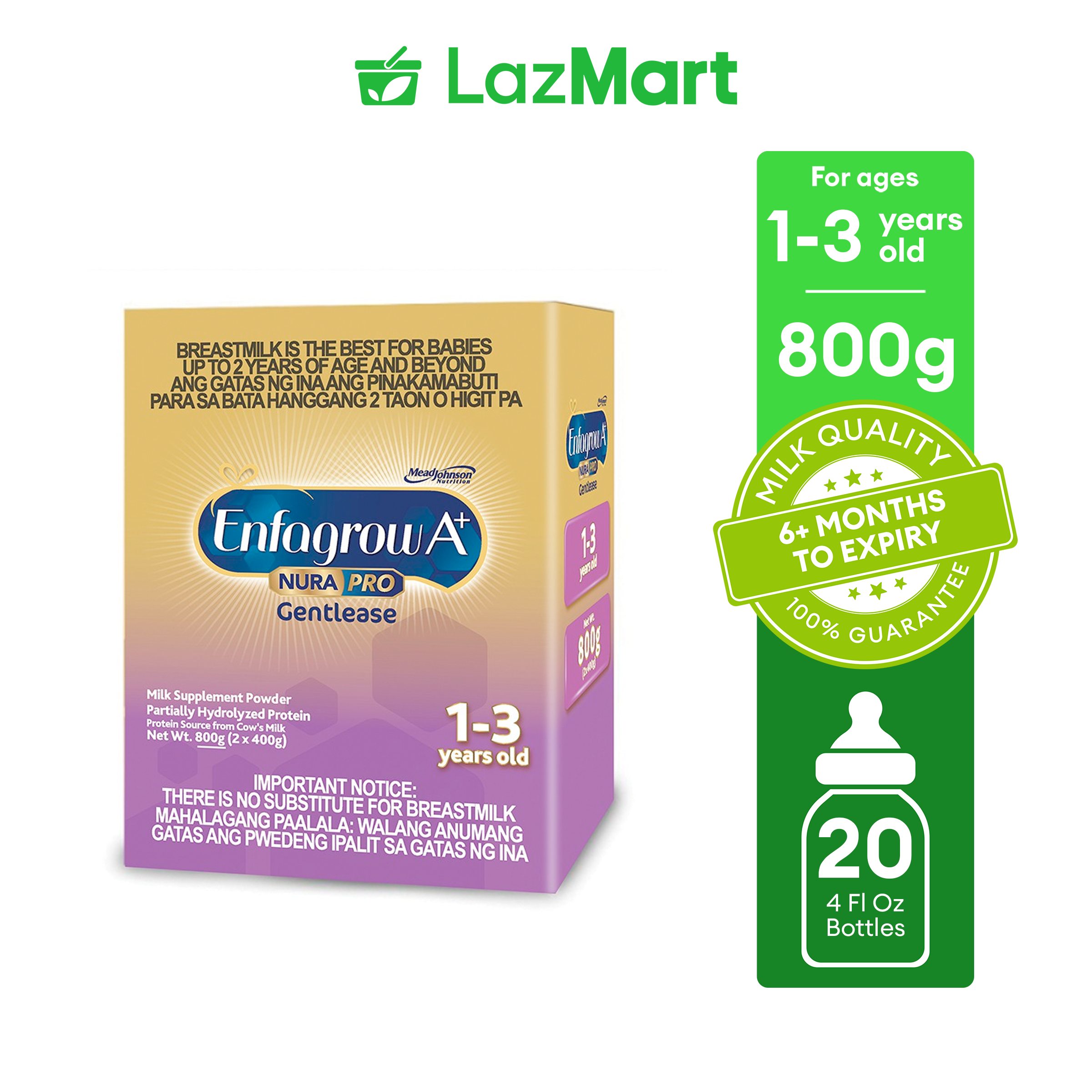 Enfagrow A+ Nurapro Gentlease 800g Milk Supplement Powder for 1-3 Years Old