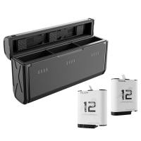 TELESIN GoPro Hero 12 11 10 9 Endurance Pocket Storage Charger w/ 2 Stamina Enduro Rechargeable Battery - 3-Slot Fast Charging MicroSD Slot w/ LED Indicator Camera Accessory S0-ECB-01-TGP
