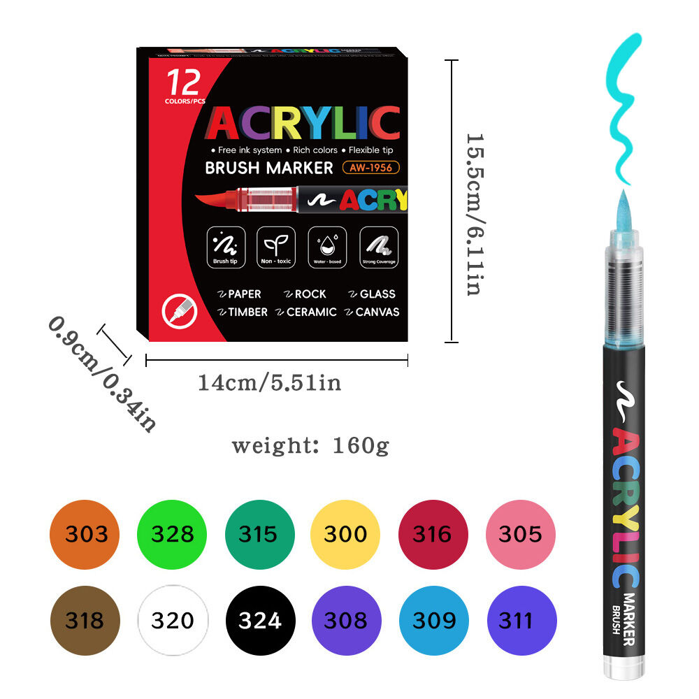12-120 Colors Acrylic Paint Pens Markers Brush Tip Paint Markers For Rock Painting Wood Canvas StoneChristmas Gift DIY Crafts
