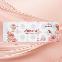 Munafie Bathroom Tissue 4-Ply 10 Family Mega Rolls 220 Pulls Per Roll Unsented Soft Rose Toliet Paper