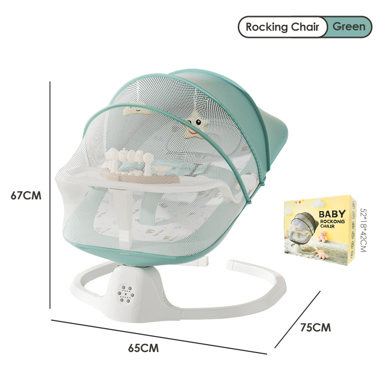 COCOBB Luxury Newborn Electric Cradle Swing with Music & Soothing Movement Elegant Nursery Rocker 0-12 Months