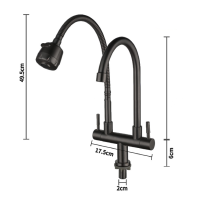 LONGKEN multifunctional stainless steel single cold water faucet double double nozzle kitchen faucet