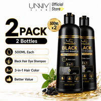 UnnyClub 500ML Black Hair Dye Shampoo 3-in-1 Herbal Hair Color Shampoo Grey Hair Coverage for Men Wo