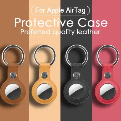 For Airtags Tracker Luxuriouy Leather Protective Sleeve Cover with Keychain For Apple AirTags Shockproof Anti-scratch Anti-fall Sleeve Protective Case Shell