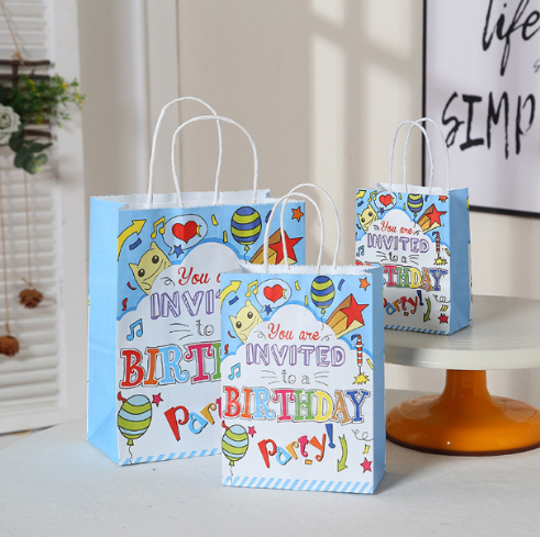 12pcs | Happy Birthday Gift Bags candy bag Birthday Party Favor Paper Bags