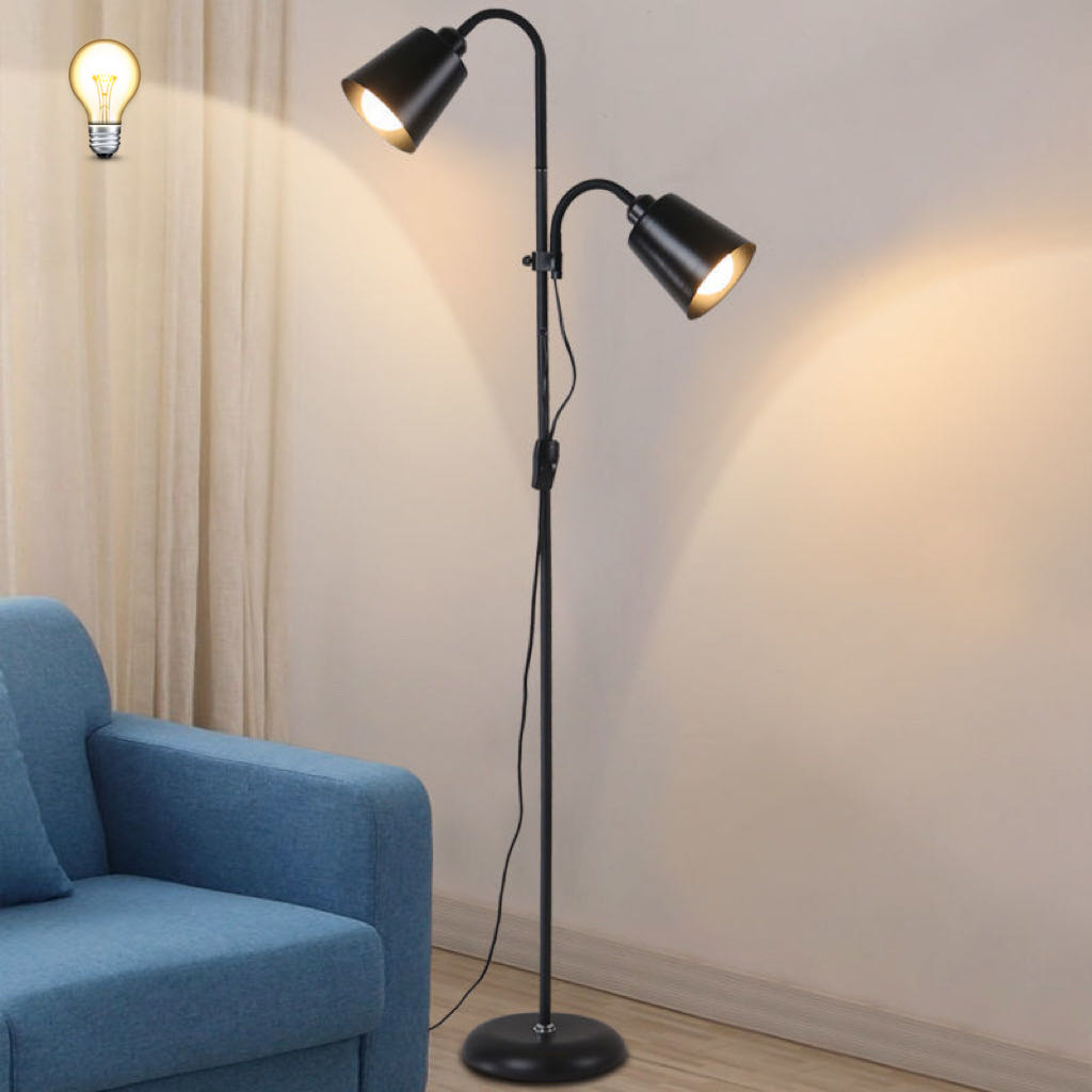 Modern Nordic Style Floor Lamp LED Bedside Stand Shade Light Standing Simple Corner Standing Lamp Reading Lamp For 12W E27 Fishing Lamp Bedroom Living Room Bedside Table Lamp(with white bulb)
