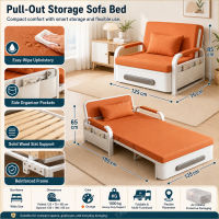 sofa bed 88/108/128/158*78*85CM Foldable Sofa Bed with Storage Cabinet Dual Purpose Small Unit Living Room Lazy Person Sofa Single/Double/Queen Size with Roller Sofa Bed Side Pocket Multi-functional Telescopic Bed