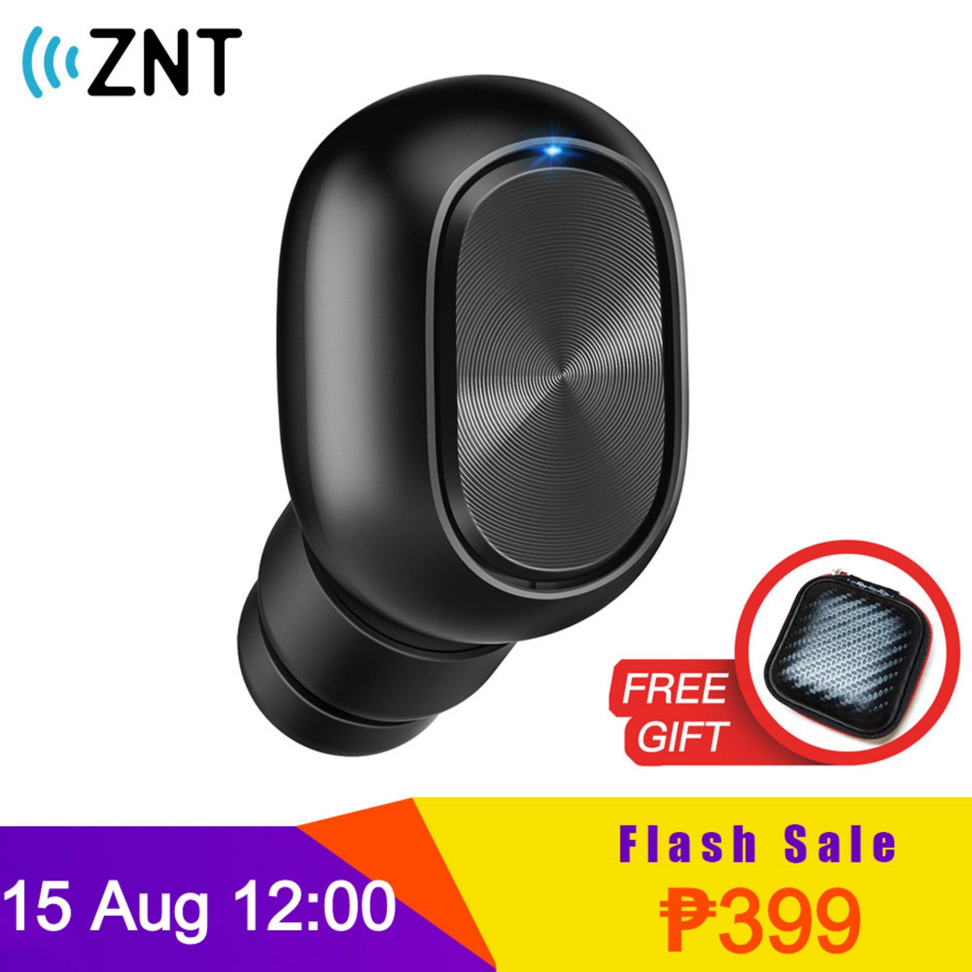 ZNT FIT Single Bluetooth Earphone Smallest Wireless In-Ear Earbud with Magnetic Charger-Black