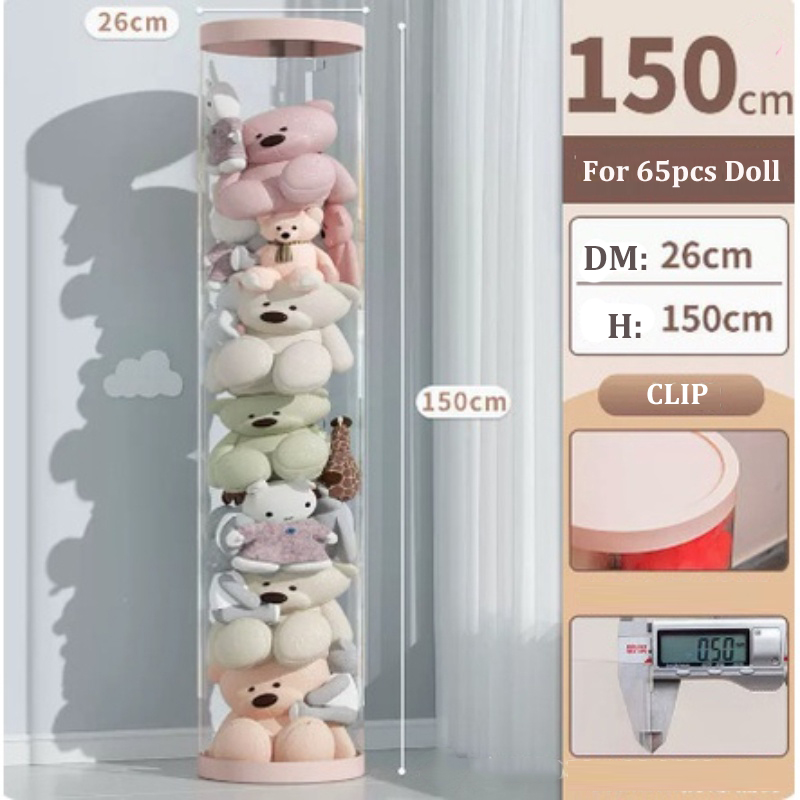 Aoduoyaya Zipper Style Plush Doll Storage Bucket Doll Storage Transparent Box Childrens Toy Storage Tube