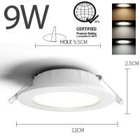 JACKSUN 10pcs Pinlight LED Ceiling Tricolor Pin Lights Recessed Downlight Panel Ceiling Light 3 Color 5W/7W/9W/12W for Living Room Bedroom Bathroom Office