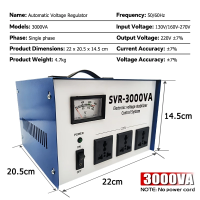SVR AVR Automatic Voltage Regulator 3000watts SVR-3000VA Servo Type AVR Time Delay