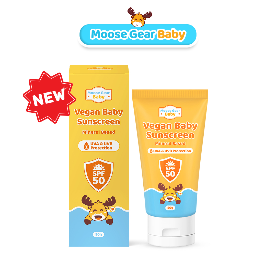 Moose Gear Baby Vegan Sunscreen 50g with SPF50 Water & Sweat Resistant (NO WHITE CAST) 1PACK
