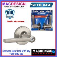 SCHLAGE ENTRANCE LEVER DOOR LOCK LOCKSET T54V SOL 630 SATIN STAINLESS MACDESIGN HOME (OFFICIAL SELLER)