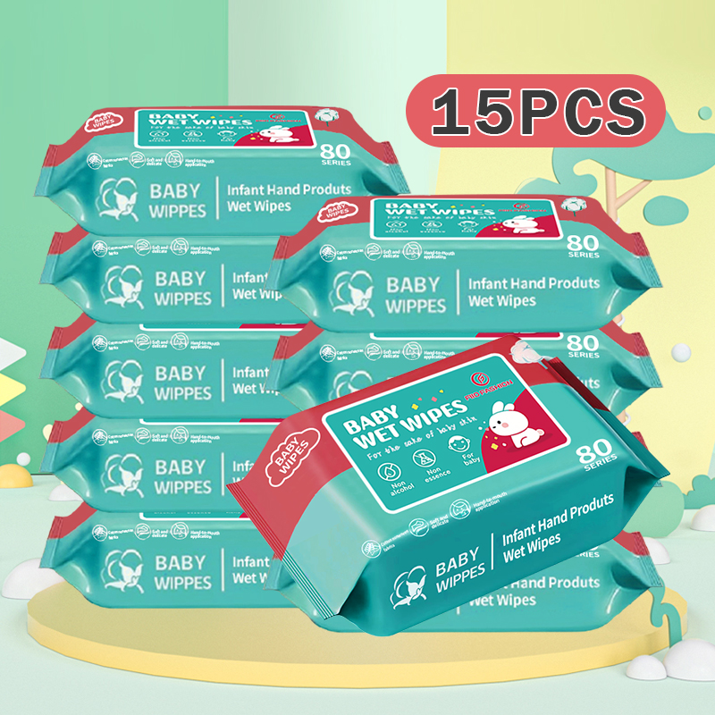 【20/15/10 pack】Organic Baby Wipes 80 sheet wipes 99% Water Hypoallergenic (Non-Alcohol-wipes)