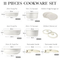 Gipp 3/5/11 Pcs Nonstick Cookware Set Ceramic Rock Pan Induction Cooker Pot With Handle Removable And Lid Suitable All Stoves
