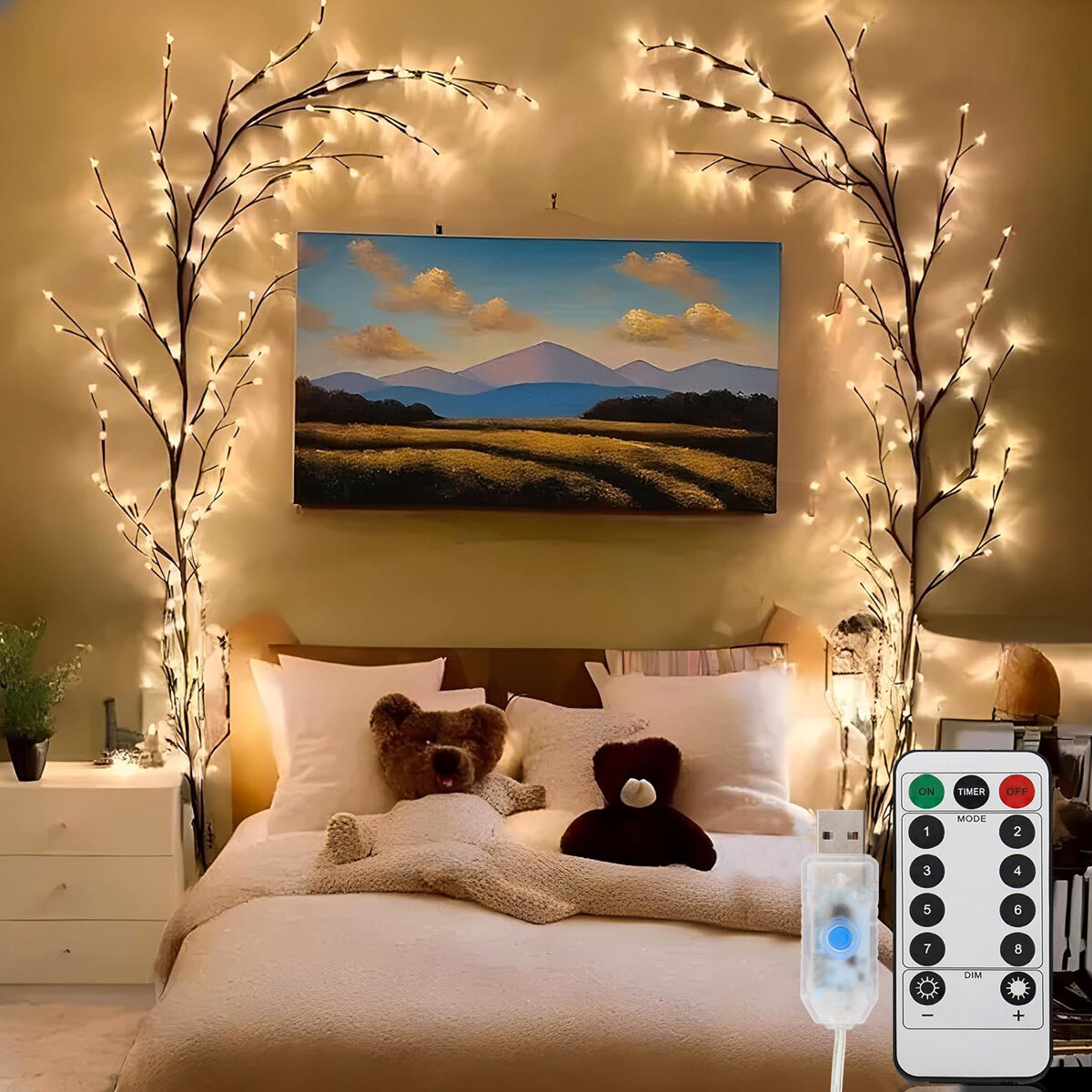 96/72 LED Vines Light Strings Christmas Halloween Garland Light DIY Willow Vine Branch Light for Room Wall Wedding Party Decor