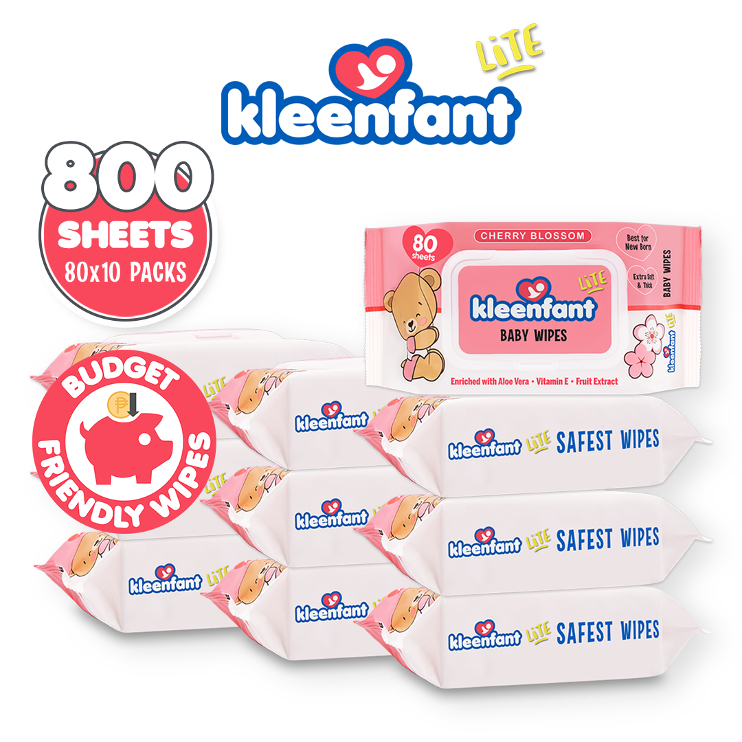 Kleenfant Lite Cherry Blossom Baby Wipes 80 Tender sheets 10 Packs Wet Wipes for Baby Newborn Kids