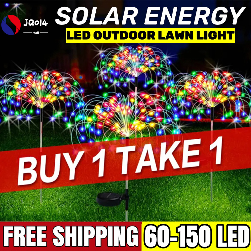 【BUY 1 TAKE 1】120LED 150LED Solar Firework Light Warm Outdoor Garden Decorative Lights / Waterproof String Fairy lighting Lawn for Walkway Pathway Backyard Christmas Decoration led lamp
