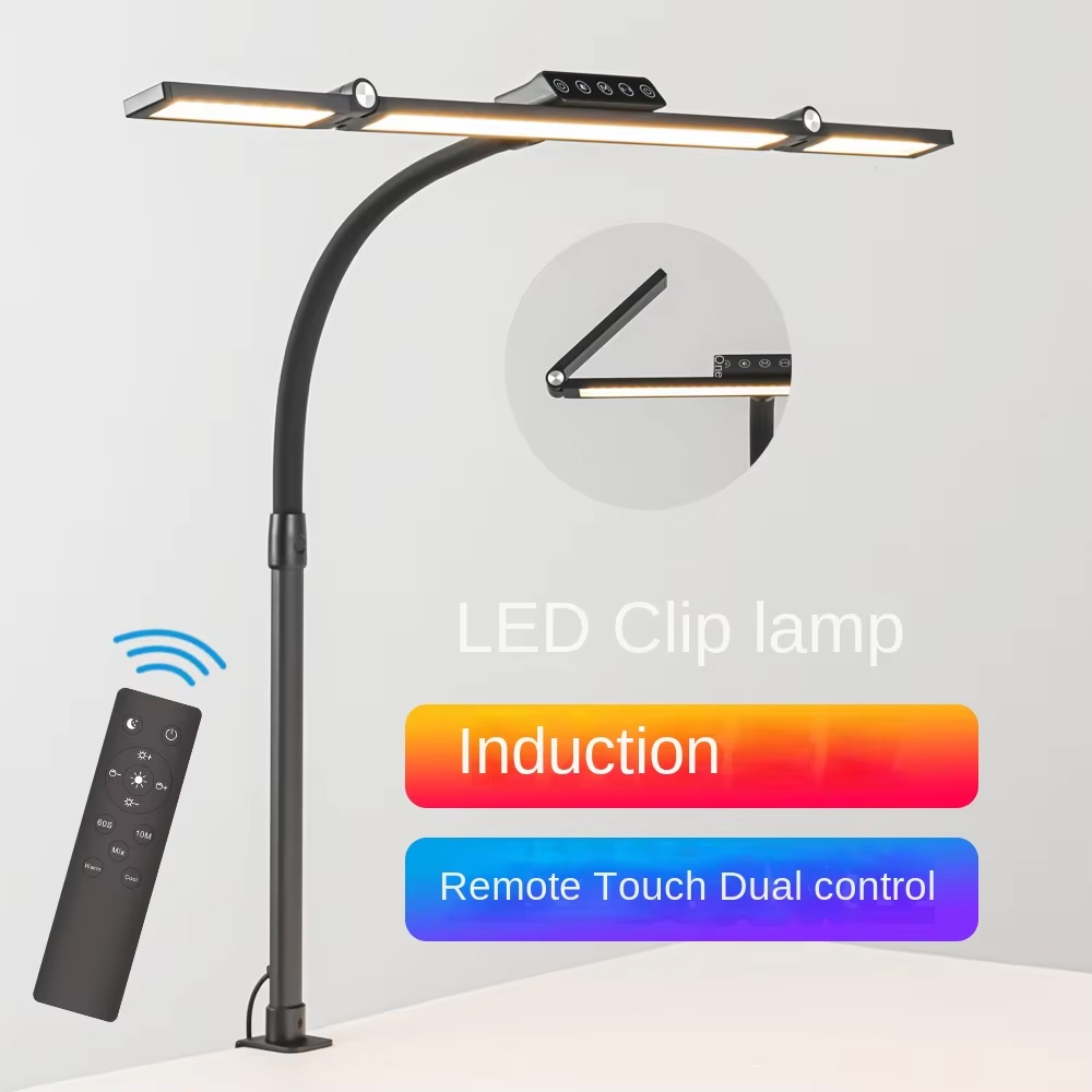 80cm 24W Double Head LED Desk Lamp for Study Table Architect Desk Lamp LED Table Lamp with Clips 5 Color Reading Lights Night Light