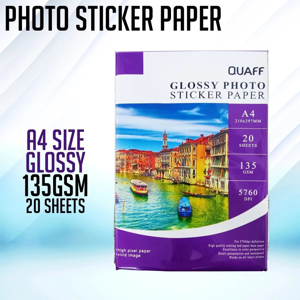 Risefully QUAFF Photo Paper Sticker A4 Size Label Sticker Inkjet Photo Sticker Paper