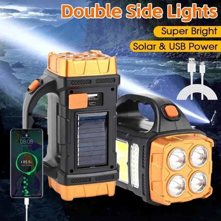 1000W Solar Emergency Light Rechargeable Solar Flashlight LED Floodlight Outdoor Waterproof Solar Power Bank solar outdoor lights
