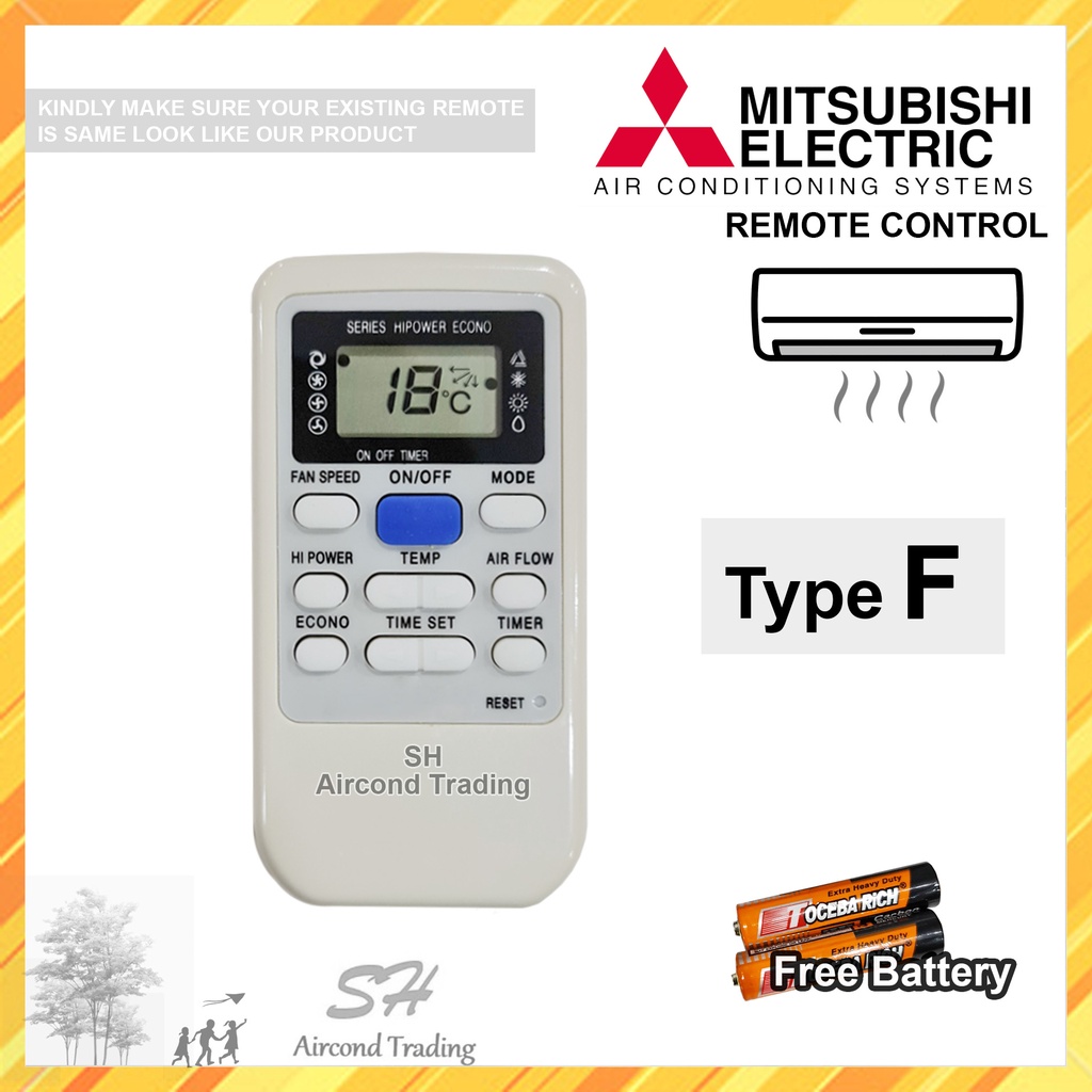 Mitsubishi Aircond Remote Control Replacement free Battery Mitsubishi Air conditioner remote control