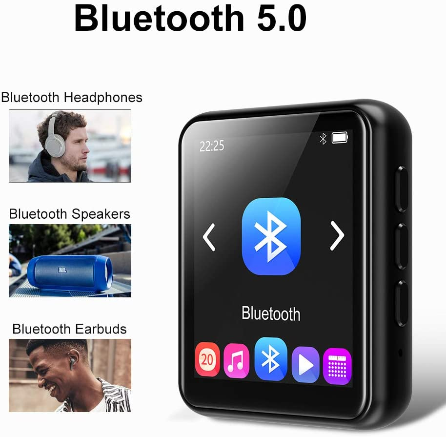 JOLIKE MP3 Player Bluetooth 5.0 Touch Screen Music Player 16GB Portable