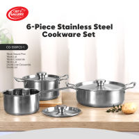 Chefs Gallery Belfort Stainless Steel 6-Piece Cookware Set | Induction Ready | Stainless Steel Riveted Handle