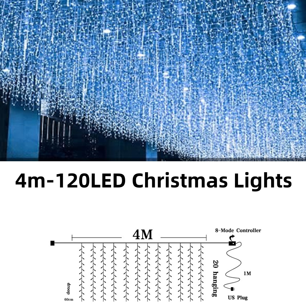 Christmas Lights Led Waterproof Solar Outdoors Plug In Fairy lights Curtains Design With Battery String lights Original For Xmas Tree Multicolor Icicle Lights For Gardens Wedding Party Camping Valentines Atmosphere Decoration Light