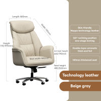 KOLIKOLI Leather Recliner Chair with Ergonomic Support - Adjustable for Home Office Use in Beige Gray 5-Year Warranty
