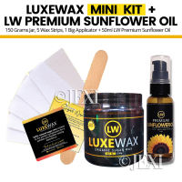 Luxewax Organic Sugar Wax Kit Mini / Trial Version (150g/75g Jar Wax Strips Applicator Care Card Sunflower Oil) (Authentic Authorized Seller) Luxe Wax Sugar Wax Hair Removal DIY