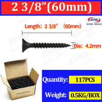 0.5KG Per Box(520Pcs) Black Screw for wood and metal 1inch to 3inch Flat Head Gysum Screws