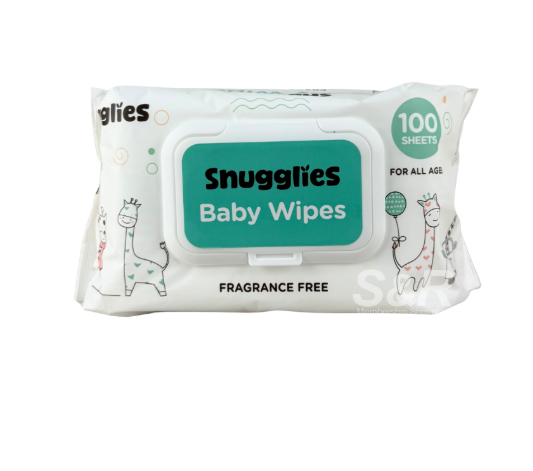 Snugglies Fragrance Free Baby Wipes 100 Sheets Gentle & Soft for Sensitive Skin Diaper Changes & Everyday Use