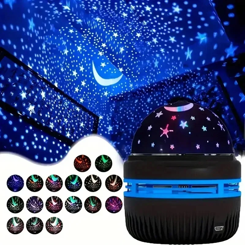 Home Room Atmosphere Decor LED Starry Sky Night Lights USB Rotating Projector Lamp