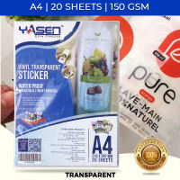 Vinyl Sticker Paper Yasen A4 20 Sheets 150GSM Glossy Matte Transparent for Printing Crafts