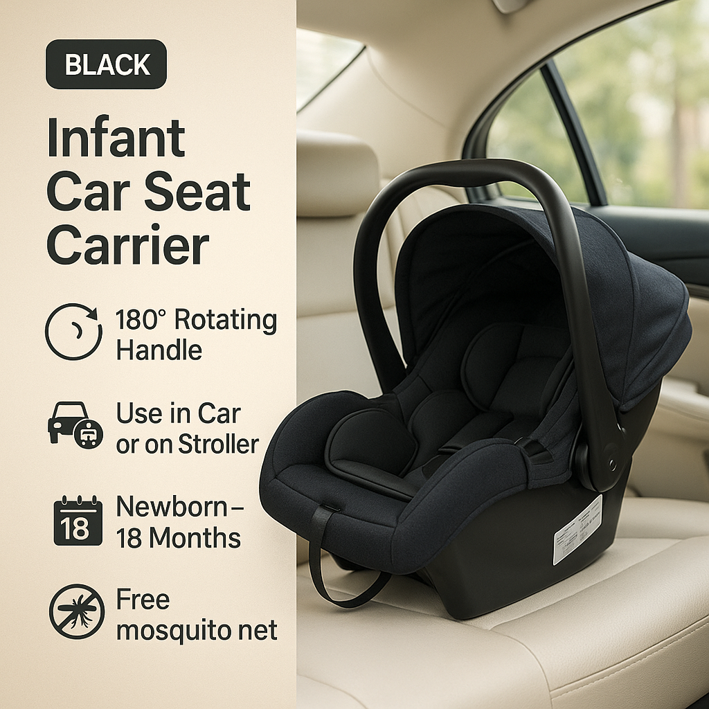 Beige Car Seat for Baby Lightweight 4 in 1 Baby Car Seat Carrier Basket Toddler Car Seat with Net