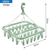 LUVHOME 32 Clip Folding Hanger Windproof Clothes Hanger With Socks Dryer Plastic Foldable Clips Hanger