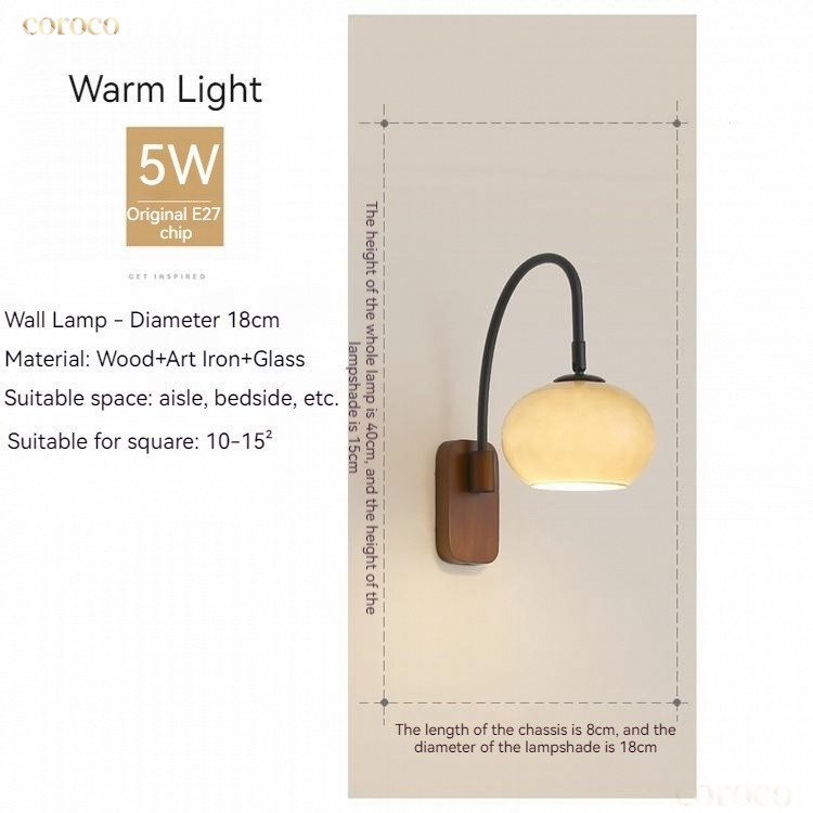 2024 New Nordic Simple Creative Retro Bedroom Bedside Wall Lamp Eye Protection