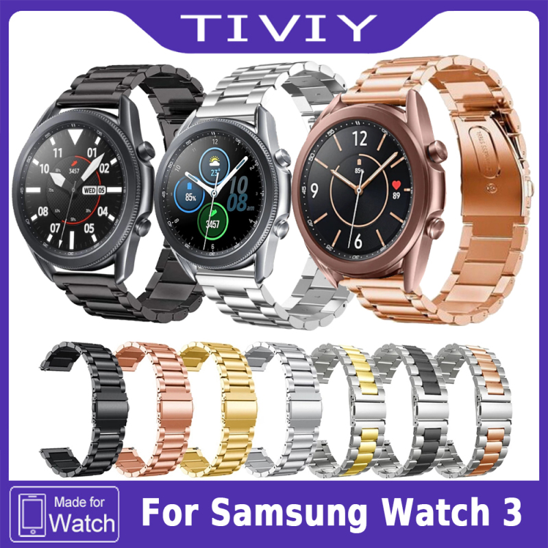 TIVIY Dây đeo bằng thép không gỉ 22mm 20mm cho Samsung Galaxy Watch 3 Dây đeo bằng kim loại 41mm 45mm Strap cho Samsung Galaxy Watch 3 Cổ tay