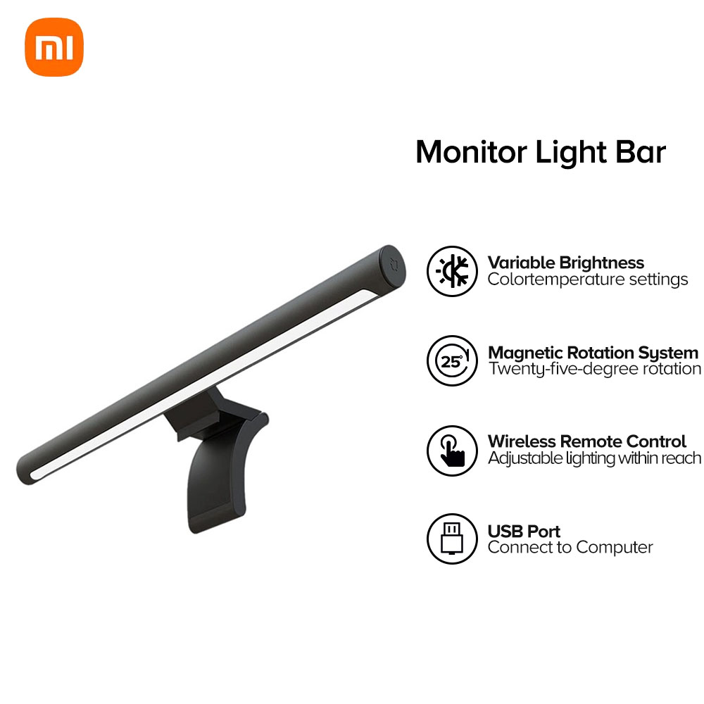 Xiaomi Mi Computer Monitor Light Bar No Screen Reflection Wireless Remote Control Dimmable Light Bar (Black)
