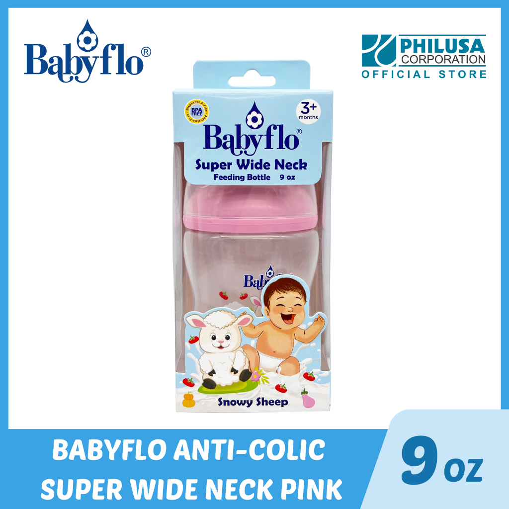 Babyflo Super Wide Neck 9oz PINK