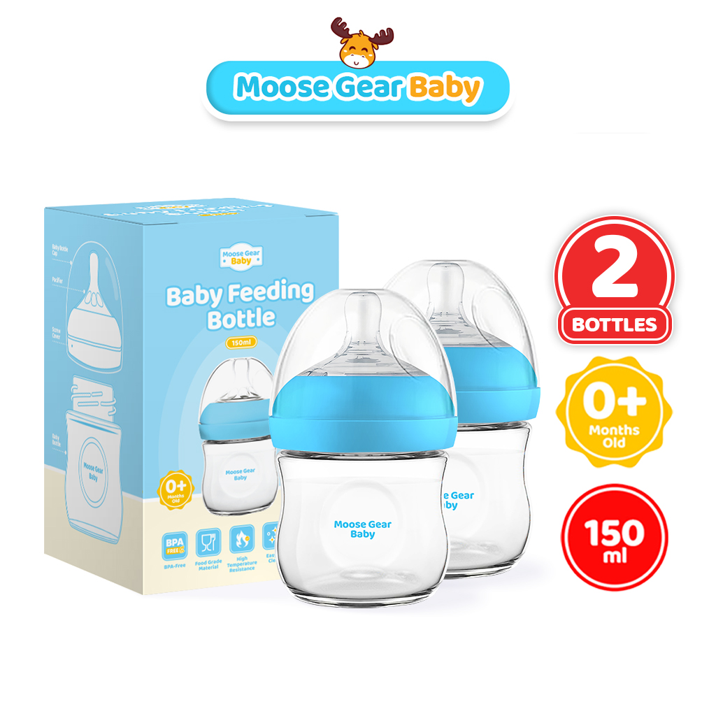 Moose Gear Baby Bottle 150ml 2pcs Blue Anti Colic Feeding Bottle Baby Infants Newborns