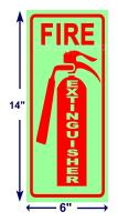 Fire Extinguisher Sign Glow in the Dark Background Cut Out Red/Green Vinyl Sticker in 3mm Sintra