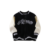 LJMOFA Baseball Coat for Kids 3-10 Yrs Soft and Comfortable Zipper Jacket Kids Unisex Top for Boy Girl