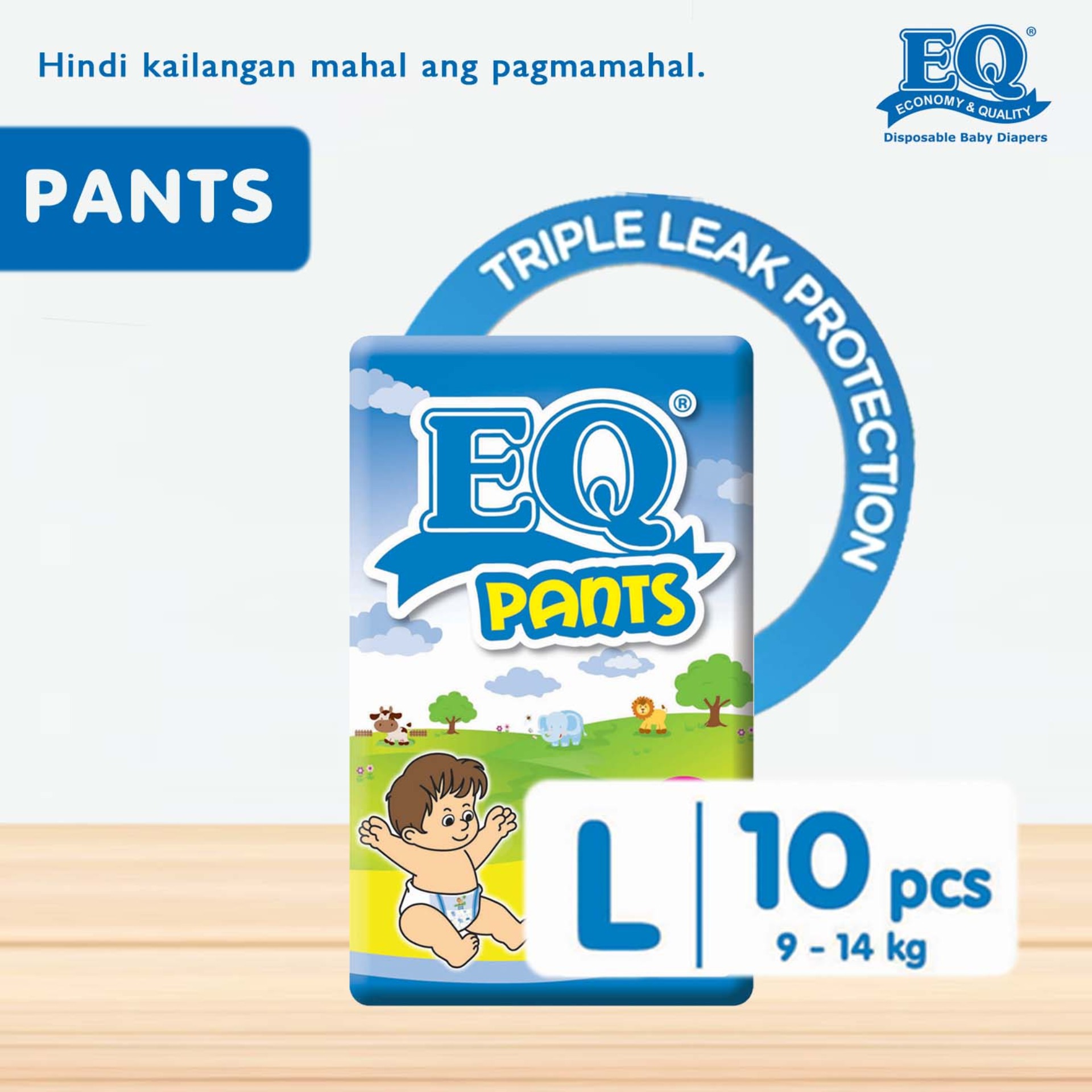 EQ Pants Budget Pack Large (9-14 kg) - 10 pcs x 1 (10 pcs) - Diaper Pants