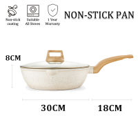STUDIOVIX Non Stick Frying Wok 26cm/28/30cm original export to Japan on sale kitchen Cooking Egg flat pan Kawali with cover big size Die-Cast PFOA Free Cookware Suitable for Induction cooker & Gas stove